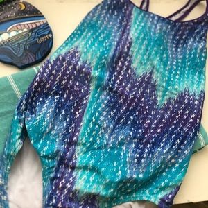 speedo galaxy blue and purple one piece swimsuit